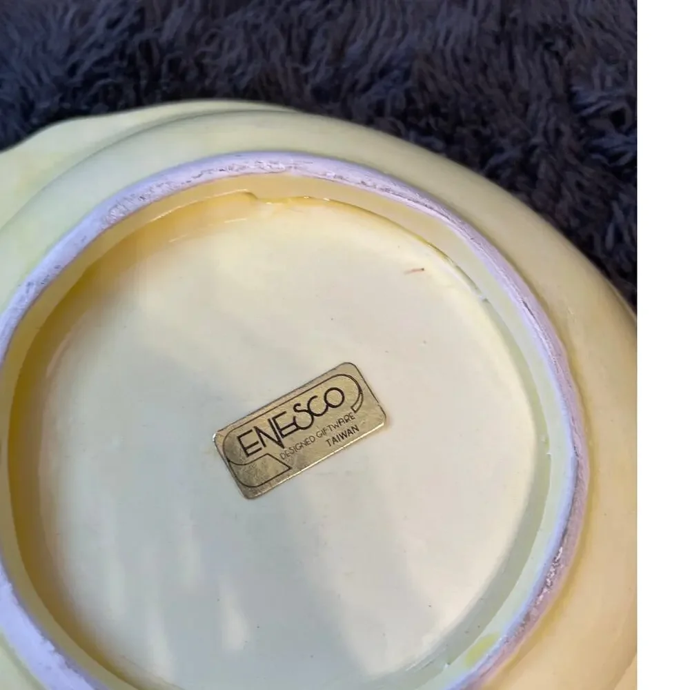 Vintage Enesco Pitcher & Basin Bowl Yellow With Flowers